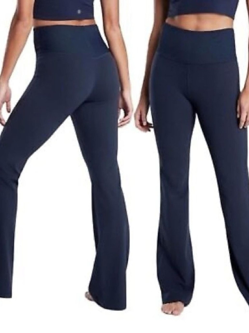 Athleta Studio Flare High-Waist Navy Blue Flare Yoga Pants Medium Tall